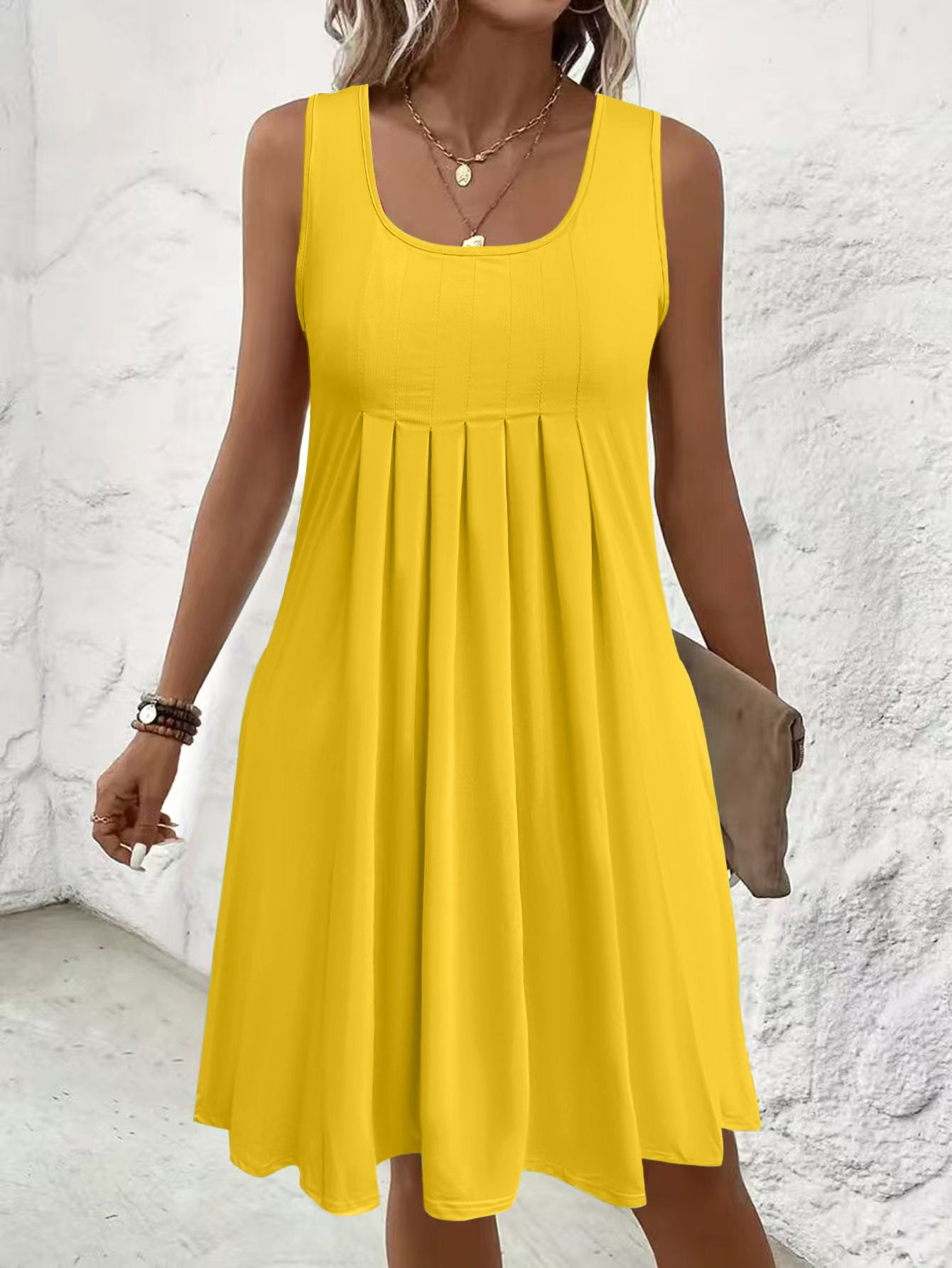 Casual Sleeveless Loose Dress With Pockets