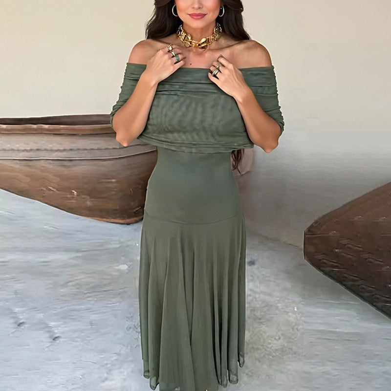 Women's Off-shoulder Sheer Maxi Dress