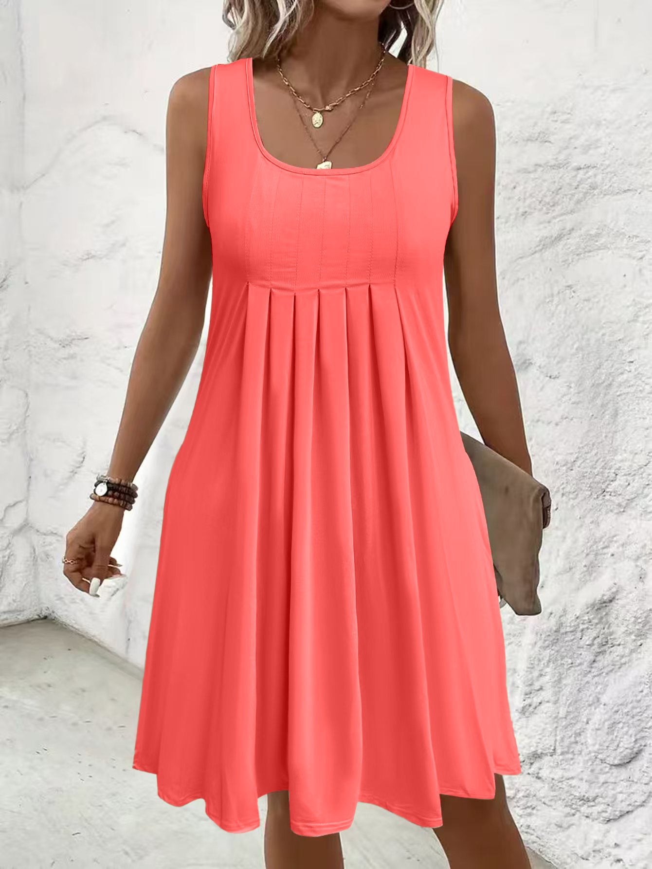 Casual Sleeveless Loose Dress With Pockets