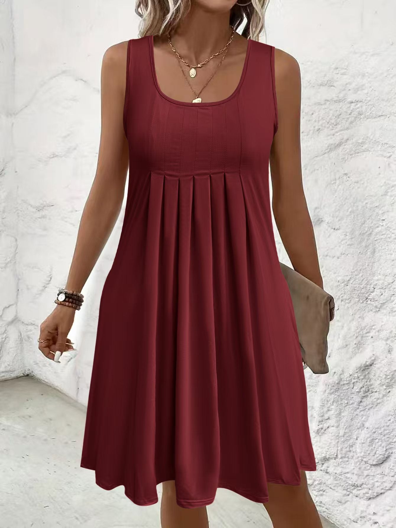 Casual Sleeveless Loose Dress With Pockets