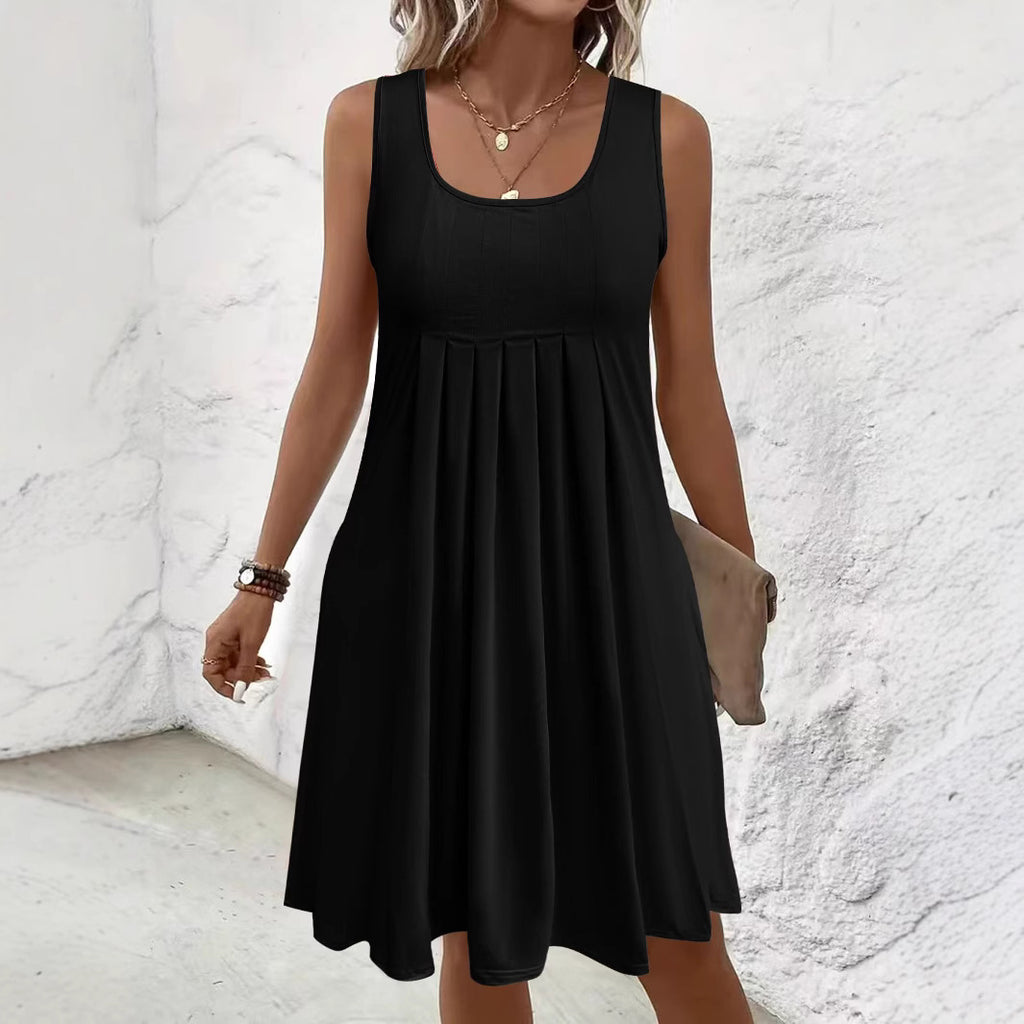Casual Sleeveless Loose Dress With Pockets