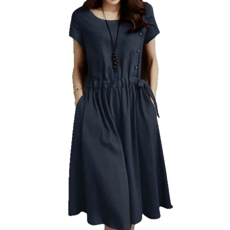 Lace-up Waist-cinching Slimming Stylish Maxi Dress