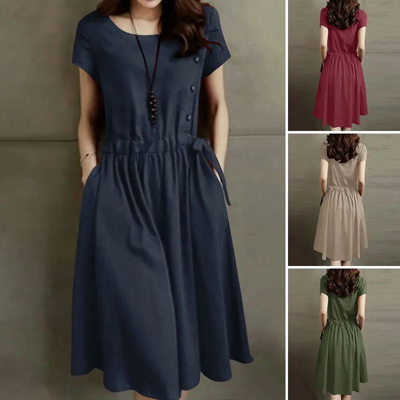 Lace-up Waist-cinching Slimming Stylish Maxi Dress