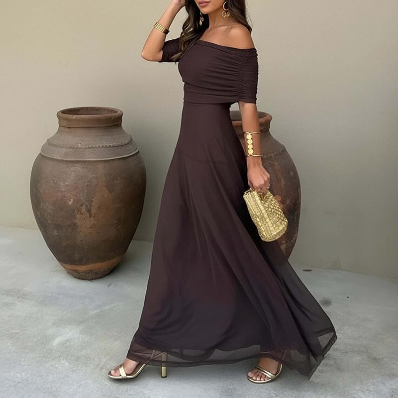 Women's Off-shoulder Sheer Maxi Dress