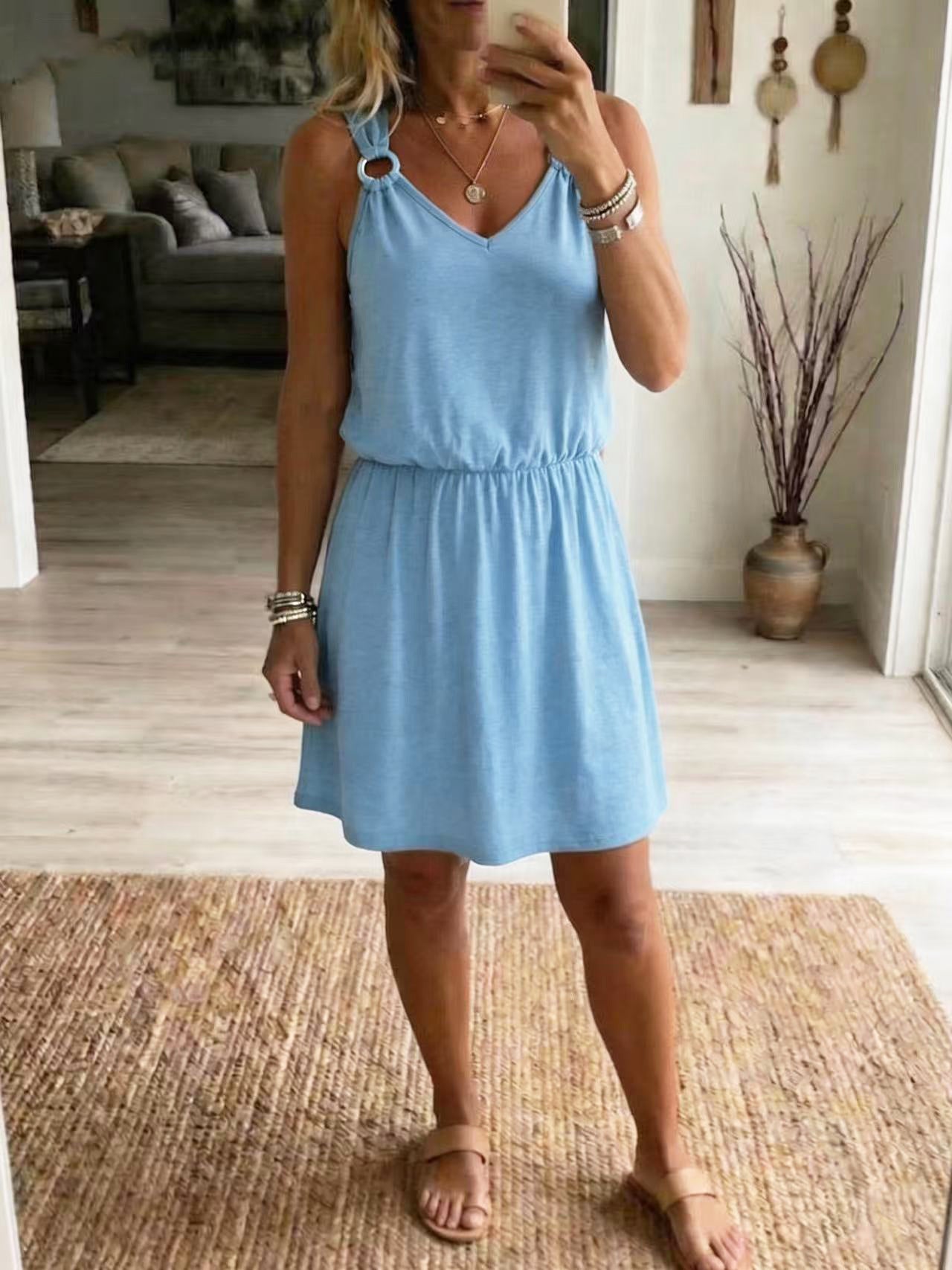 Women's Sleeveless V-Neck Slip Casual Dress