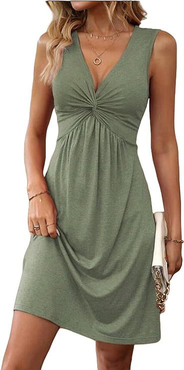Women's Knot-Neckline Wrinkled Waist Dress