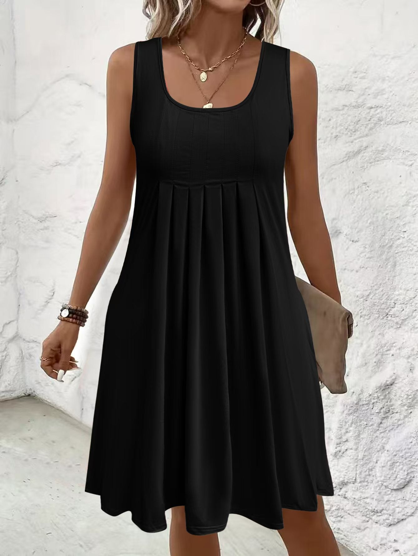 Casual Sleeveless Loose Dress With Pockets