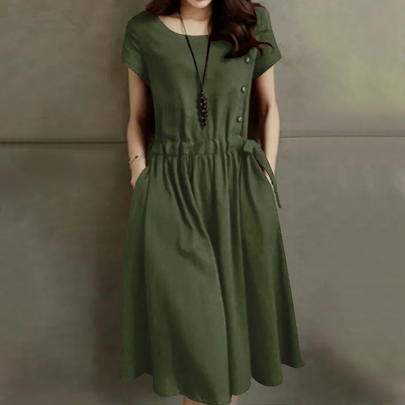 Lace-up Waist-cinching Slimming Stylish Maxi Dress