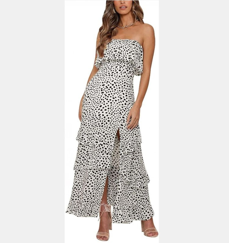 Sleeveless Tube Top Floor-length Printed Dress