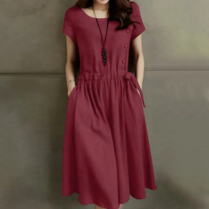 Lace-up Waist-cinching Slimming Stylish Maxi Dress