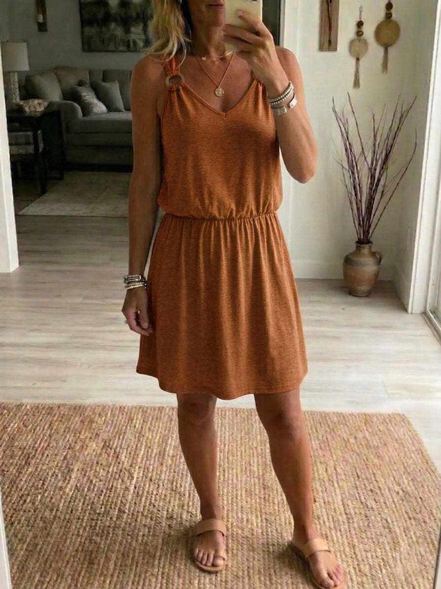 Women's Sleeveless V-Neck Slip Casual Dress
