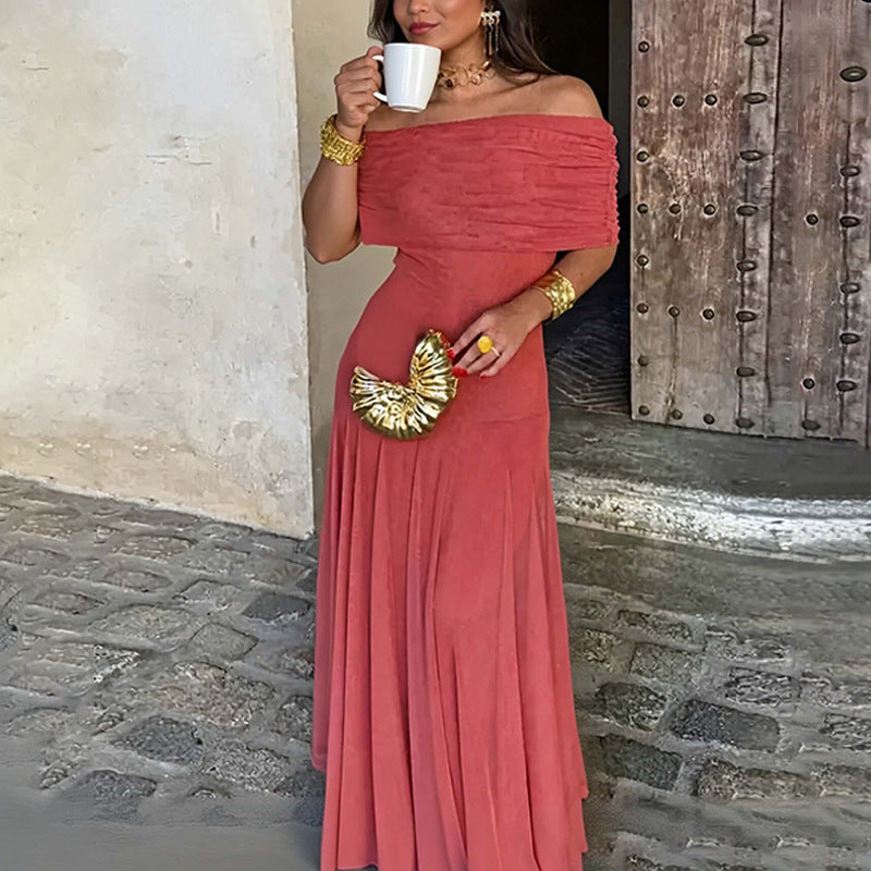 Women's Off-shoulder Sheer Maxi Dress