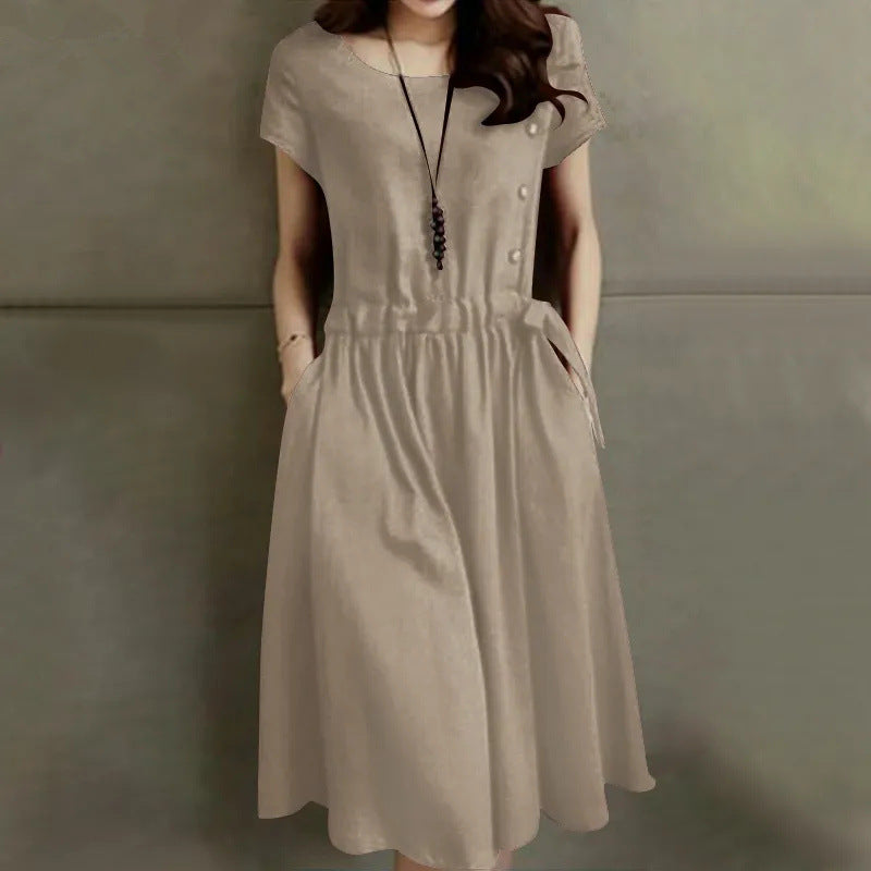 Lace-up Waist-cinching Slimming Stylish Maxi Dress