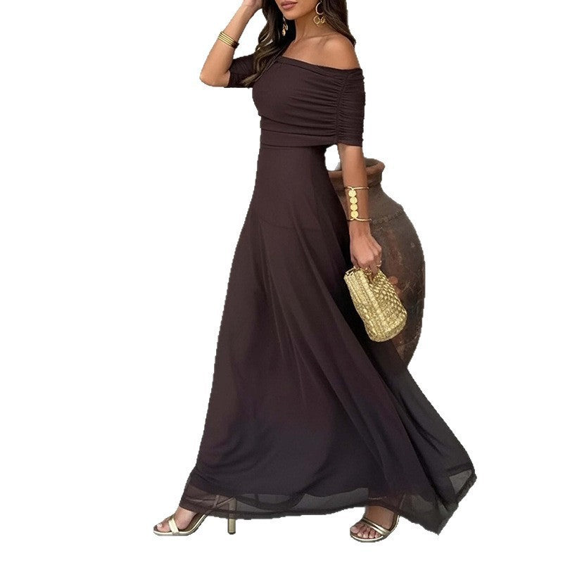Women's Off-shoulder Sheer Maxi Dress