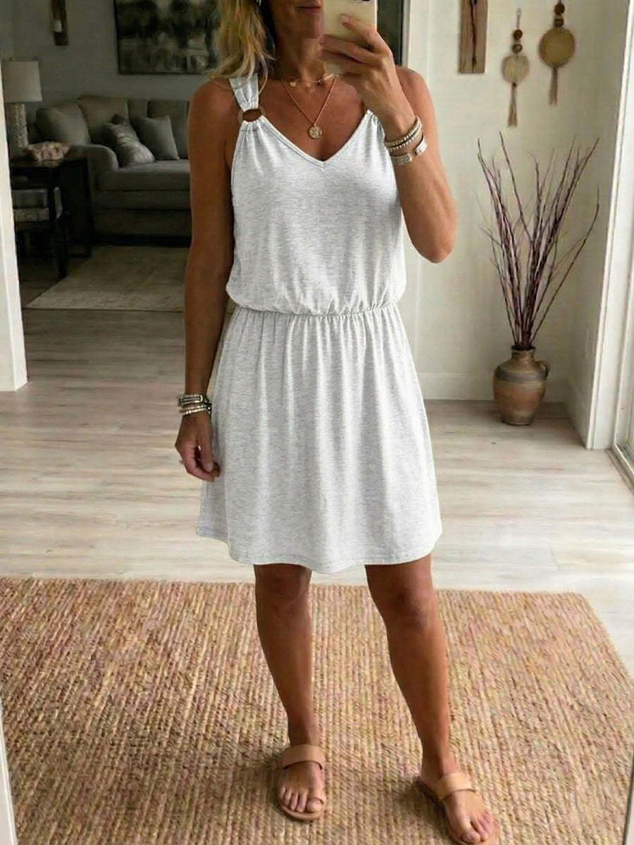 Women's Sleeveless V-Neck Slip Casual Dress