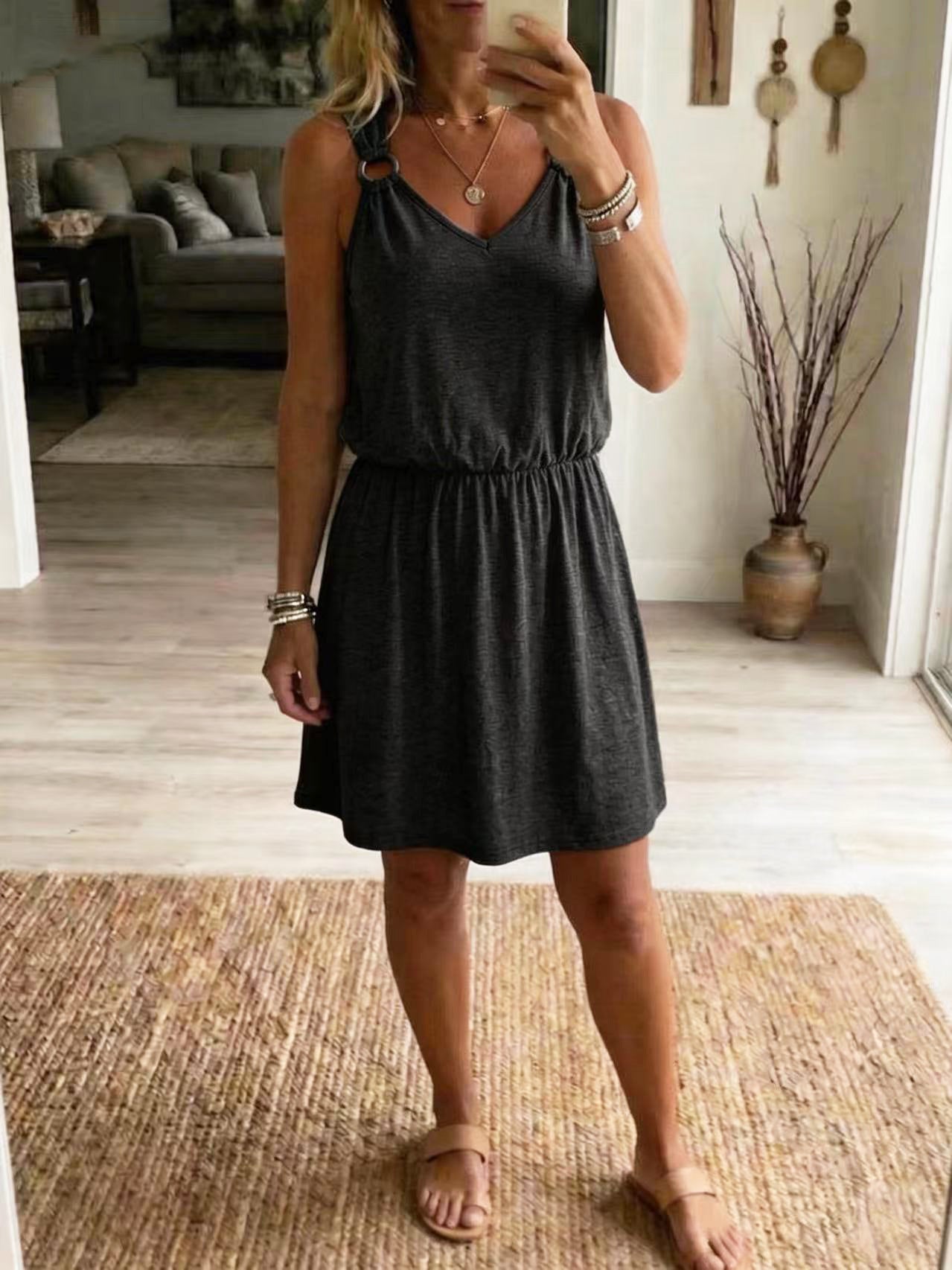 Women's Sleeveless V-Neck Slip Casual Dress