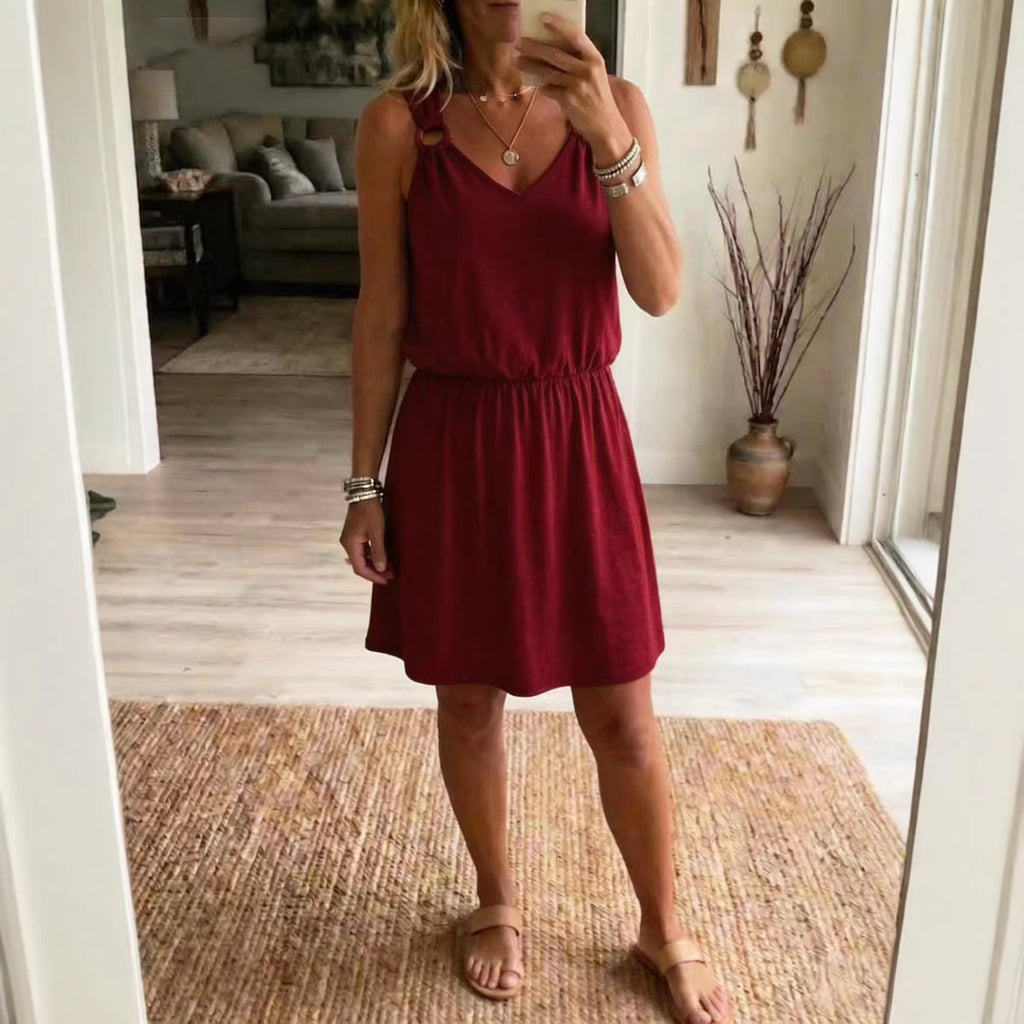 Women's Sleeveless V-Neck Slip Casual Dress